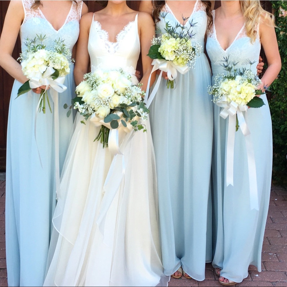 Bari Jay Lace V Neck Bridesmaid Dress